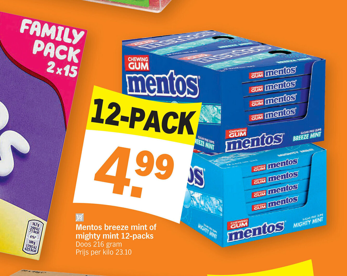 Mentos breeze mint of mighty mint 12packs aanbieding bij Albert Heijn