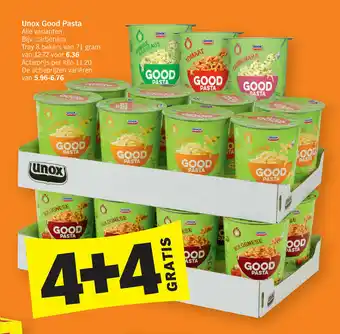 Albert Heijn Unox Good Pasta Alle varianten Bijv, carbonara Tray 8 bekers van 71 gram aanbieding