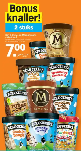 Albert Heijn Ben & Jerry's en Magnum pints 438-465 ml aanbieding