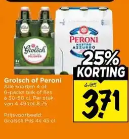 Vomar Voordeelmarkt Grolsch of Peroni aanbieding