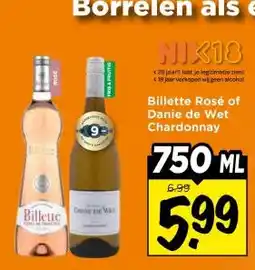 Vomar Voordeelmarkt Billette Rosé of Danie de Wet Chardonnay aanbieding