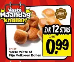 Vomar Voordeelmarkt Verse Witte of Fijn Volkoren Bollen aanbieding