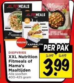 Vomar Voordeelmarkt DIEPVRIES XXL Nutrition Fitmeals of Mama's Maaltijden aanbieding