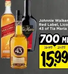 Vomar Voordeelmarkt Johnnie Walker Red Label, Licor 43 of Tia Maria aanbieding
