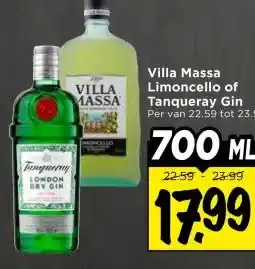 Vomar Voordeelmarkt Villa Massa Limoncello of Tanqueray Gin aanbieding