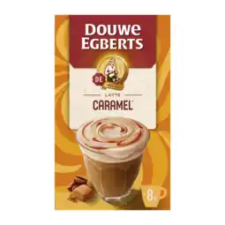 Jumbo Douwe Egberts Verwenkoffie Latte Caramel oploskoffie 8 stuks aanbieding