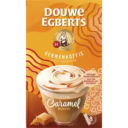 Jumbo Douwe Egberts Verwenkoffie Latte Caramel oploskoffie 8 stuks aanbieding