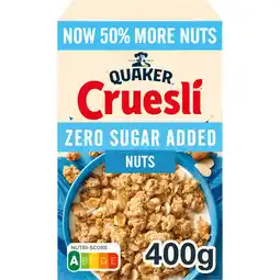 Jumbo Quaker Cruesli Zero Sugar Added Noten 400 gr aanbieding