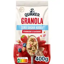 Jumbo Quaker Zero Sugar Added Granola Aardbei & Blauwe Bes 400 gr aanbieding