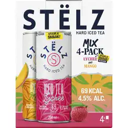 Jumbo Stelz Hard Iced Tea mix Mango & Lychee 4x250ML aanbieding