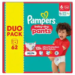 Jumbo Pampers Baby-Dry Pants Maat 6, 62 Luierbroekjes aanbieding