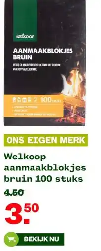 Welkoop Welkoop aanmaakblokjes bruin 100 stuks aanbieding