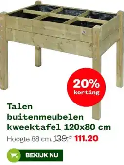 Welkoop Talen buitenmeubelen kweektafel 120x80 cm aanbieding