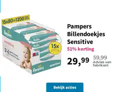 Plein.nl Pampers Billendoekjes Sensitive aanbieding