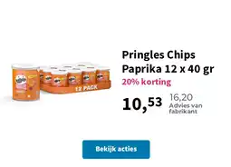 Plein.nl Pringles Chips Paprika 12 x 40 gr aanbieding