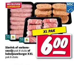 Nettorama Slavink of varkens- saucijs pak 8 stuks of kabeljauwburger XXL aanbieding
