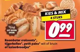 Nettorama Roomboter croissants*, tijgerbollen*, petit pains* of kaiserbroodjes* aanbieding