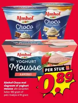 Nettorama Almhof Choco met slagroom of yoghurt aanbieding