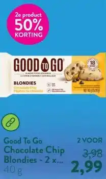 Holland & Barrett Chocolate Chip Blondies - 2 x 20g aanbieding