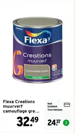 GAMMA Flexa Creations muurverf camouflage green extra mat 1 liter aanbieding