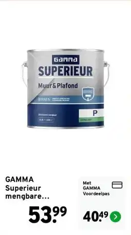 GAMMA GAMMA Superieur mengbare muurverf extra mat 2,5 liter aanbieding