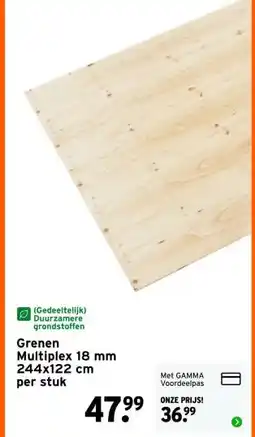 GAMMA Grenen Multiplex aanbieding