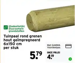 GAMMA Tuinpaal rond grenen hout geïmpregneerd aanbieding
