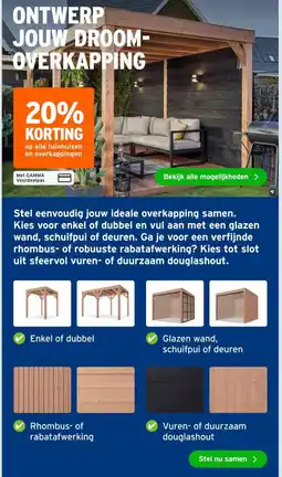 GAMMA op alle tuinhuizen en overkappingen aanbieding