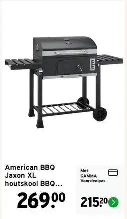 GAMMA American BBQ Jaxon XL houtskool BBQ metaal zwart 70 x 46 cm aanbieding