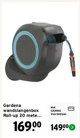 GAMMA Gardena wandslangenbox Roll-up 20 meter grijs blauw aanbieding