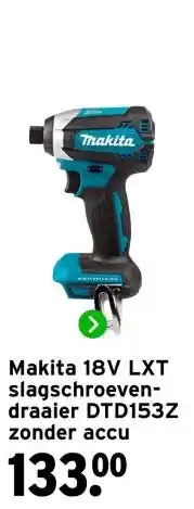 GAMMA Makita 18V LXT slagschroeven- draaier DTD153Z aanbieding