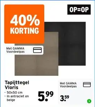 GAMMA Tapijttegel Vloris aanbieding