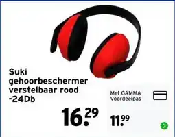 GAMMA Suki gehoorbeschermer verstelbaar rood -24Db aanbieding