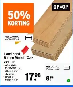 GAMMA Laminaat 8 mm Welsh Oak per m² aanbieding
