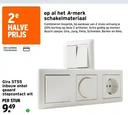 GAMMA Gira ST55 inbouw enkel geaard stopcontact wit aanbieding