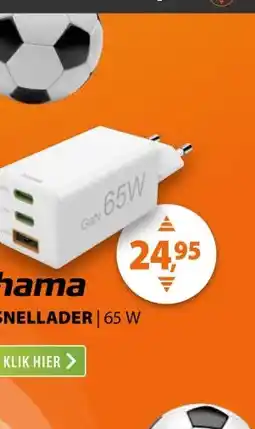 Expert Hama Fast Charger 2x USB-C PD 1x USB-A QC Mini-Charger 65 W Wit aanbieding