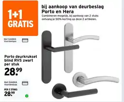 GAMMA Porto deurkrukset blind RVS zwart aanbieding