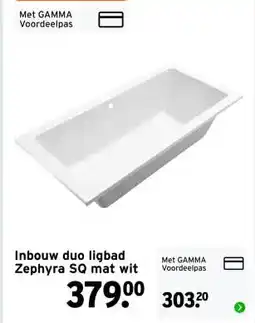 GAMMA Inbouw duo ligbad Zephyra SQ mat wit aanbieding
