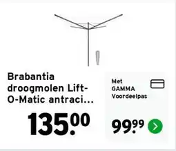 GAMMA Brabantia droogmolen Lift-O-Matic antraciet 50 m aanbieding