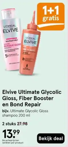 Etos Elvive Ultimate Glycolic Gloss, Fiber Booster en Bond Repair aanbieding