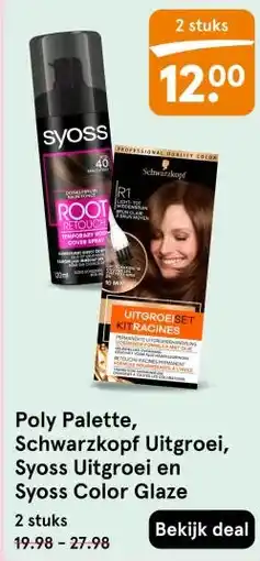 Etos Poly Palette, Schwarzkopf Uitgroei, Syoss Uitgroei en Syoss Color Glaze aanbieding