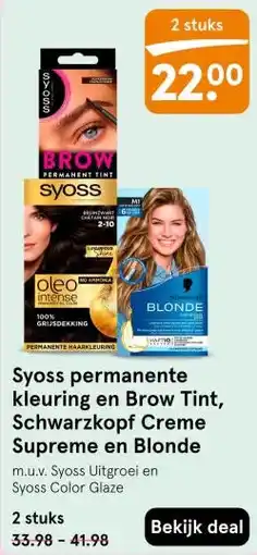 Etos Syoss permanente kleuring en Brow Tint, Schwarzkopf Creme Supreme en Blonde aanbieding