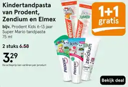 Etos Kindertandpasta van Prodent, Zendium en Elmex aanbieding