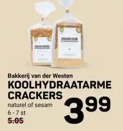 Ekoplaza Bakkerij van der Westen KOOLHYDRAATARME CRACKERS aanbieding