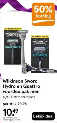 Etos Wilkinson Sword Hydro en Quattro voordeelpak men aanbieding