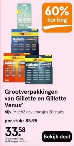 Etos Grootverpakkingen van Gillette en Gillette Venus² aanbieding
