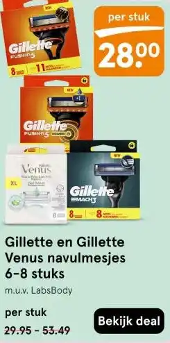 Etos Gillette en Gillette Venus navulmesjes 6-8 stuks aanbieding