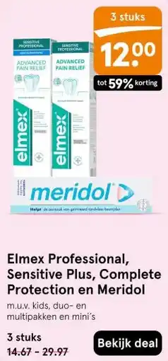 Etos Elmex Professional, Sensitive Plus, Complete Protection en Meridol aanbieding