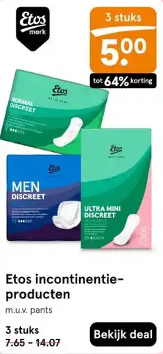 Etos Etos incontinentie- producten aanbieding