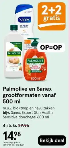Etos Palmolive en Sanex grootformaten vanaf 500 ml aanbieding